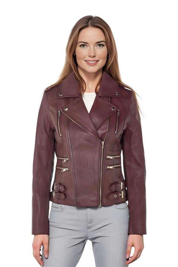 Infinity Leather Womens Leather Brando Biker Jacket - Orlando