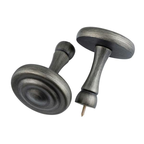 A.Unique Home Ribbed Wooden Curtain Pole with Rings and Fittings, In a Variety of Colours and Sizes (35mm) (Holdbacks, Brushed Olive)