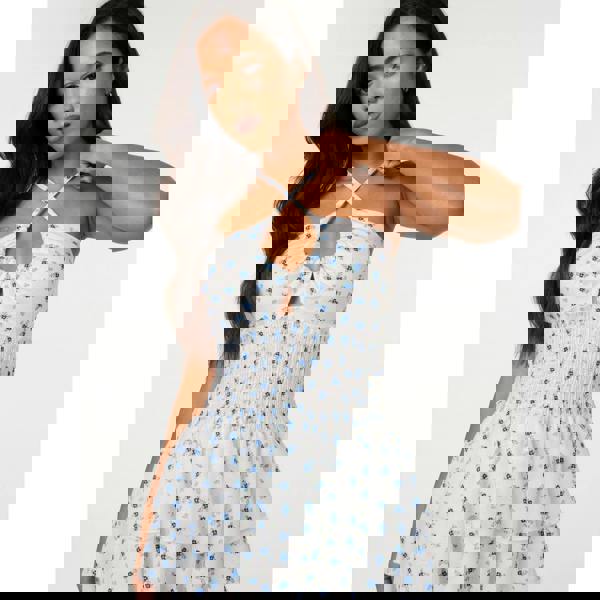 Pink Vanilla Ditsy Floral Tiered Mini Dress