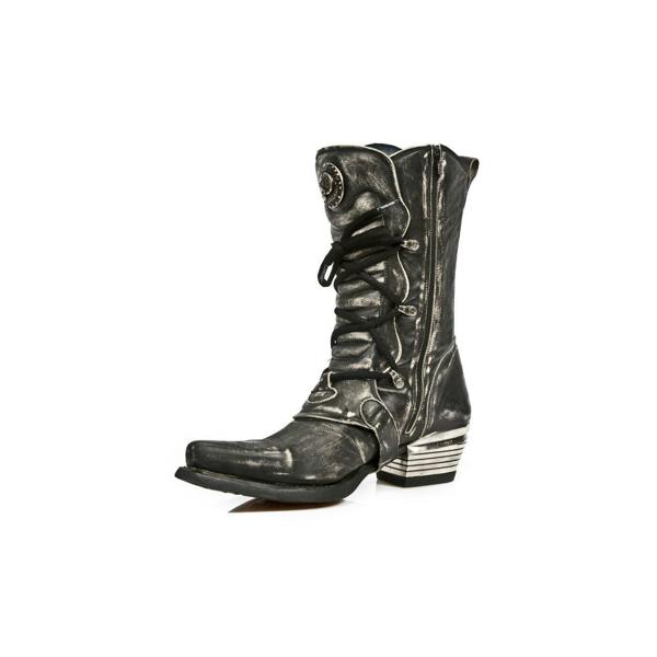 New Rock Men's Grey Dallas Leather Boots- M.7993-S3