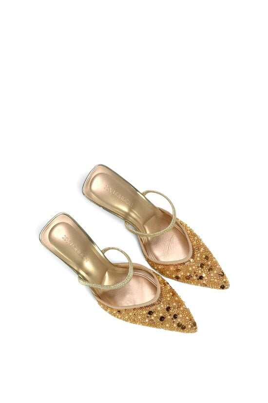 XY LONDON Slingback Stiletto High Heel Rhinestone Embellished Court Shoes