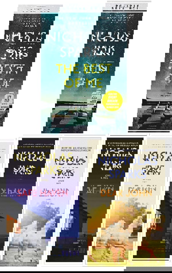 Nicholas Sparks 3 Books Collection Set (Dear John, Safe Haven, The Best of Me)