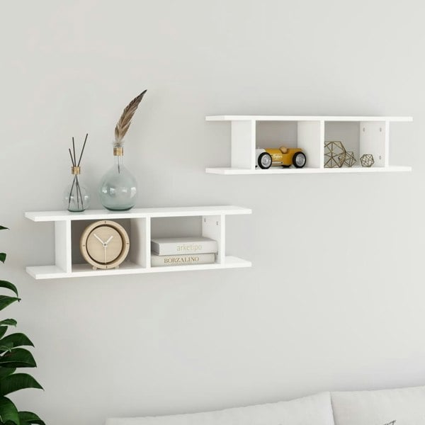 Berkfield Wall Shelves 2 pcs White 75x18x20 cm Engineered Wood
