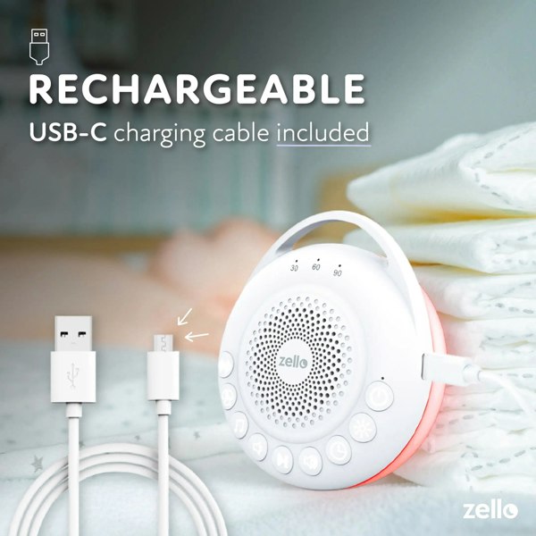 Zello Portable Pro White Noise Machine USB Rechargeable