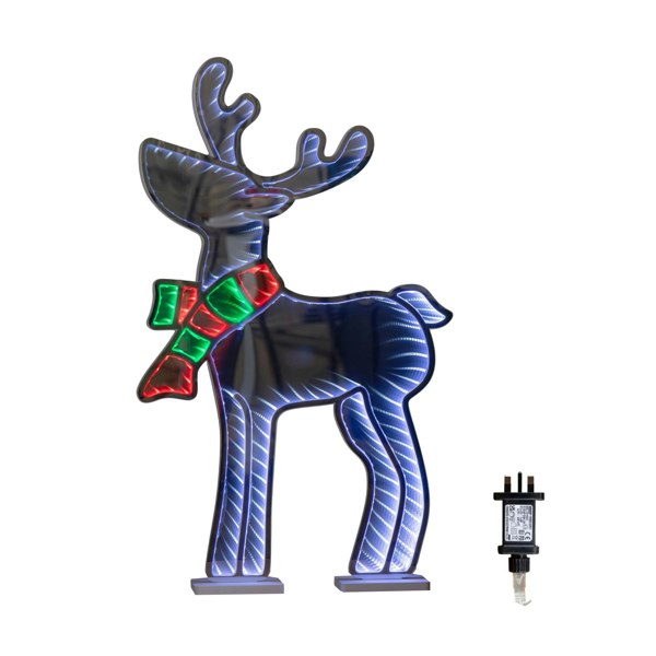 Samuel Alexander 60cm Light up Standing Reindeer with Scarf Christmas Infinity Decoration with Multi-Coloured LEDs