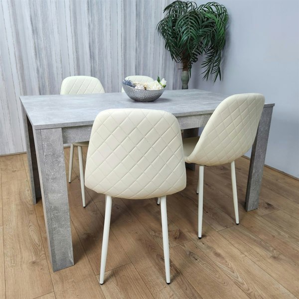 Kosy Koala Wooden Rectangle Dining Table Sets with Set of 4 Chairs, Grey and Cream