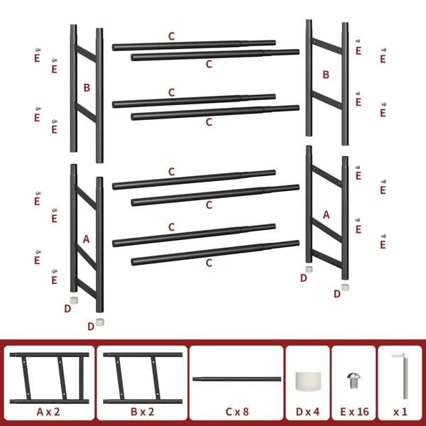 Dyzi 4 Tier Metal Shoe Rack Freestanding Footwear Storage Organiser