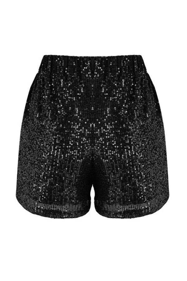WOVCOR Flowy Elastic Waist Sequin Short