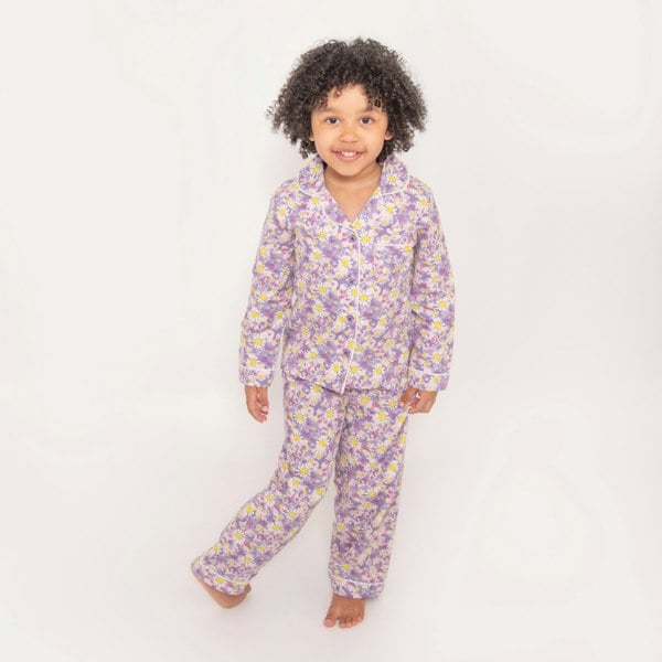 Luca and Rosa Dizzy Daisy Print Girls Button Up Pyjamas