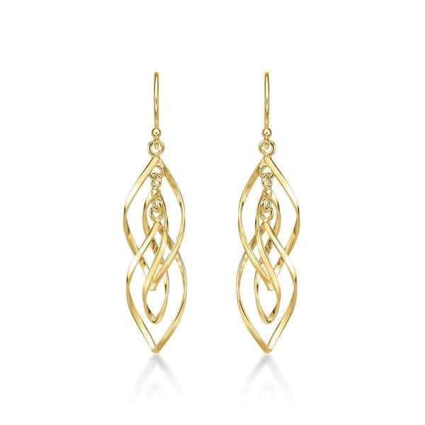 Gold Plated Long Spiral Dangling Earrings for Women - namana.london