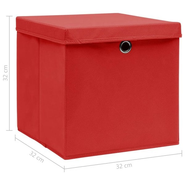 Berkfield Storage Boxes with Lids 4 pcs Red 32x32x32 cm Fabric