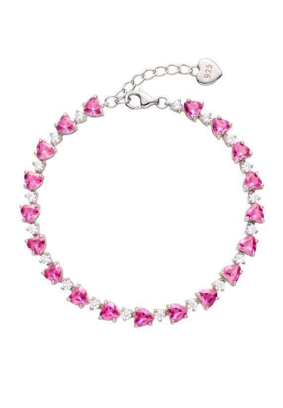 Latelita Asscher Cut Heart Tennis Bracelet Ruby Silver