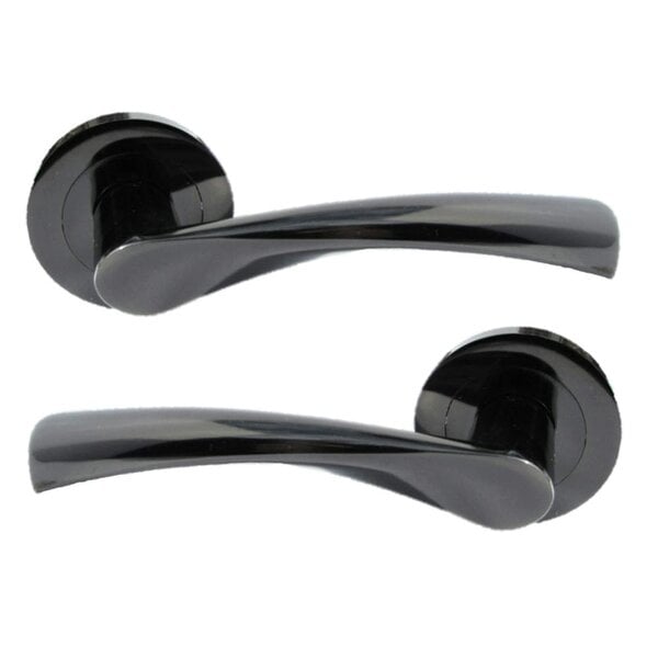 EDH Door Hardware MODERN BLACK Nickel TWIST DOOR HANDLES On Round Rose Door Handle Astrid