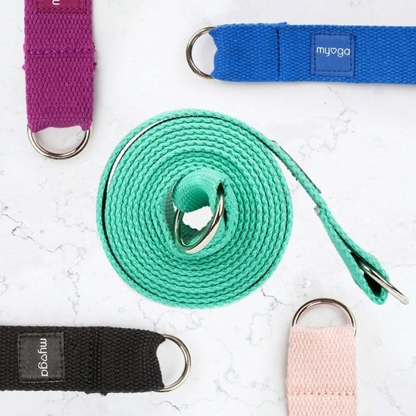 Myga 2-in-1 Yoga Belt Strap Available in 6 Colours: Turquoise, Black, Dusty Pink, Royal Blue, Plum, and Grey