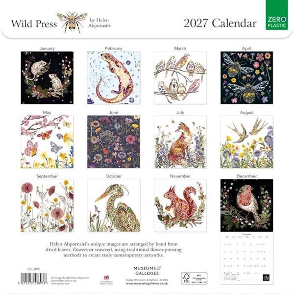 Wild Press Calendar 2027, Wall Calendars, Month To View, Art, Gift
