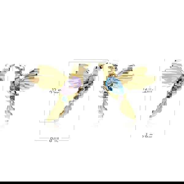 Gemondo ECFEW™ Pink Amethyst and Blue Topaz Hummingbird Stud Earrings in 925 Sterling Silver