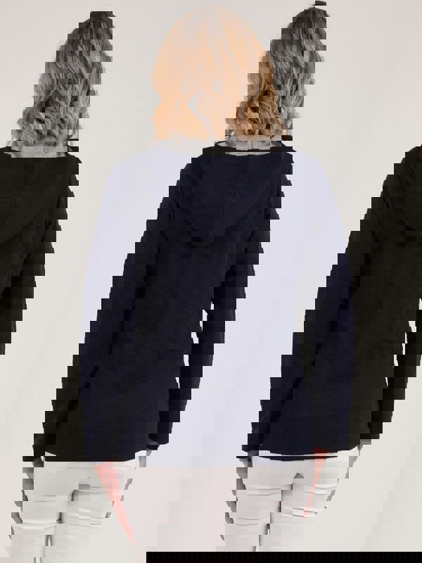 PennyPlain Quilt Hooded Zip Up - Navy