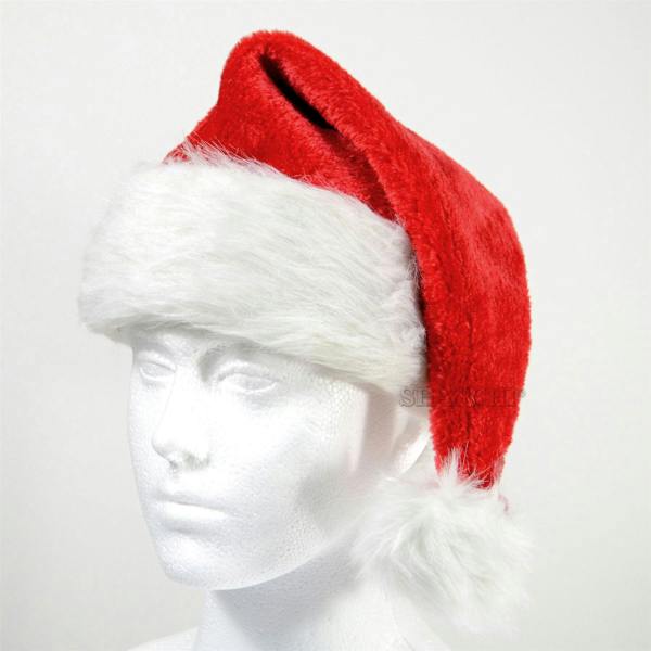 Standard Red Christmas Santa Hat with White Trim and Bobble, Free Size Felt Festive Headwear image 5