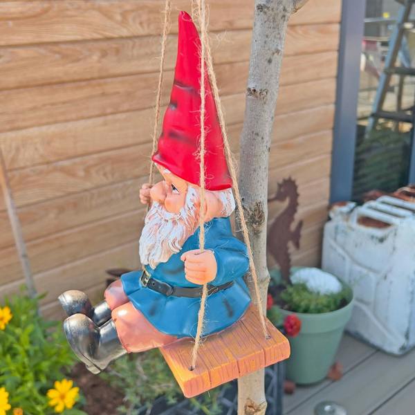 Farmwood Swinging Gnome Hanging Garden Ornament