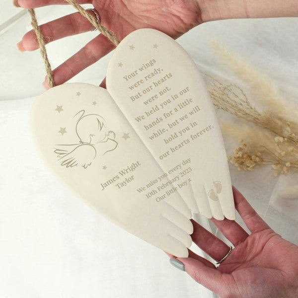 Personalised Memento Company Personalised Little Angel Ceramic Wings