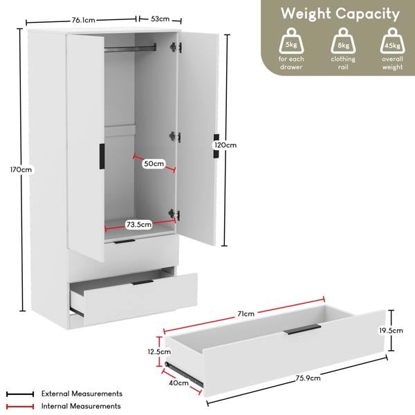 Vida Designs Trega 2 Door 2 Drawer Wardrobe