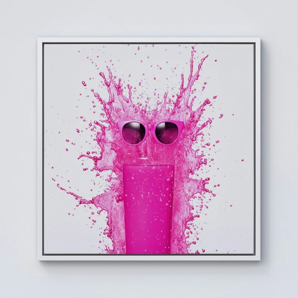 Warren Reed Pink Splash Art Glass Framed Canvas