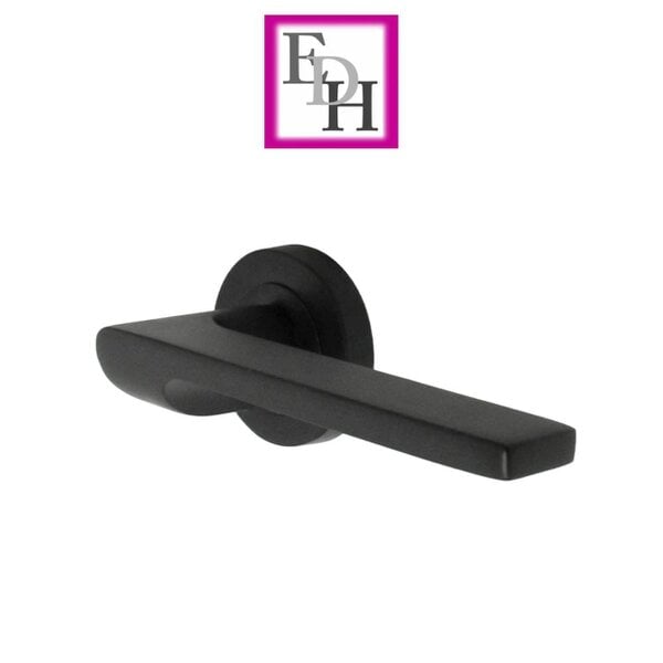 EDH Door Hardware Modern Matt Black Door Handles Internal - Uno-2 Lever Latch On Rose