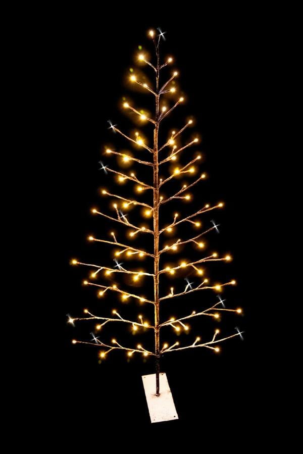4ft to 6ft Pre-Lit Snowy Brown Twig Tree with Warm and Cool White LED Lights image 1