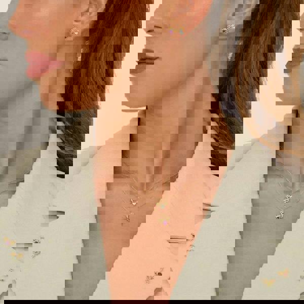 Gemondo Honeycomb Art Nouveau Pear Shape Peridot and Diamond Bee Stud Earrings in 9ct Yellow Gold