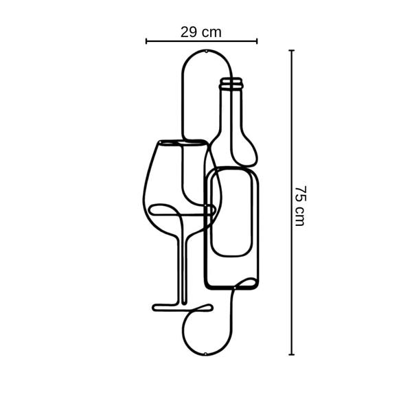 Decortie Wine Bottle and Glass Minimalist Metal Line Art Wall Decor 75 cm