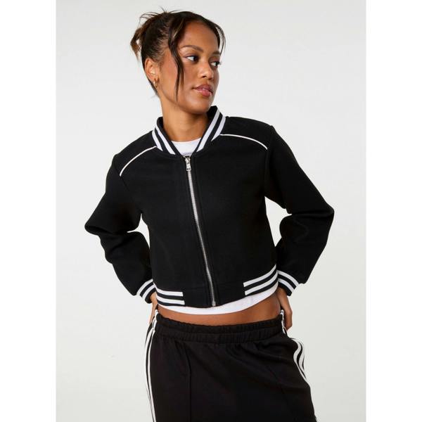 Pink Vanilla Contrast Trim Bomber Jacket