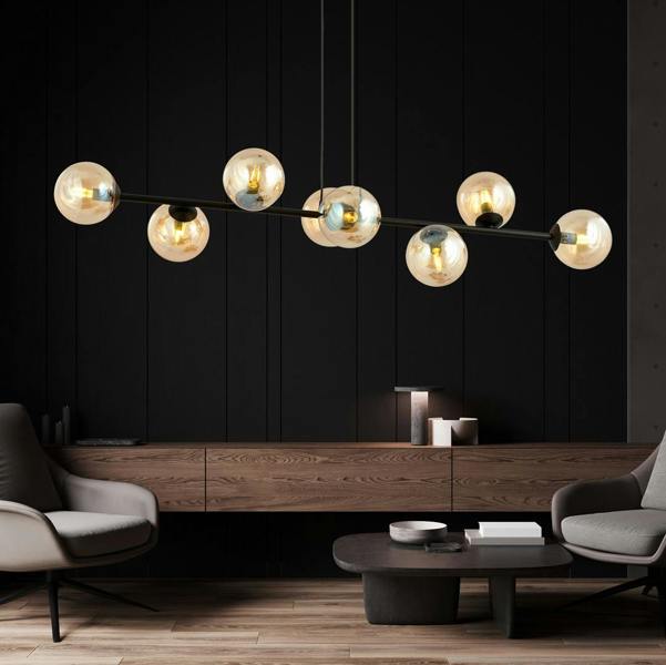 Emibig ROSSI Pendant lamp  8 x E14 Black with Amber Shade