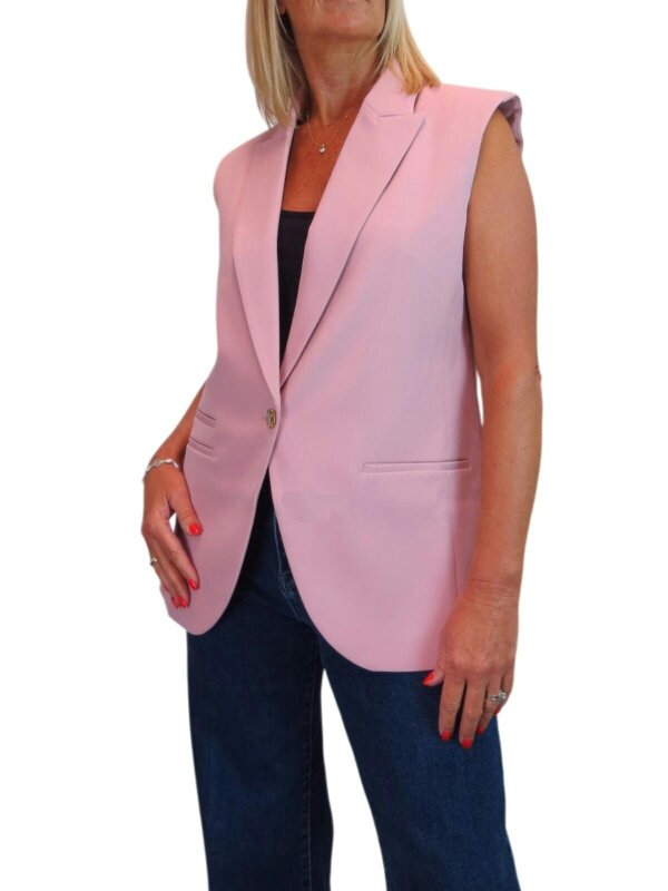 Paulo Due Oversized Sleeveless Blazer Waistcoat - Pink