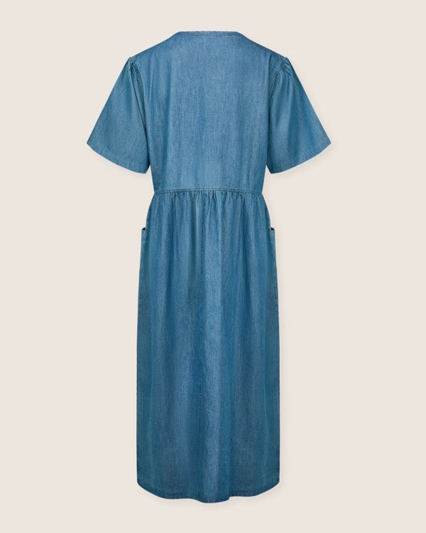 Magda Blue Short Sleeve Midi Dress with a zip front - image 5