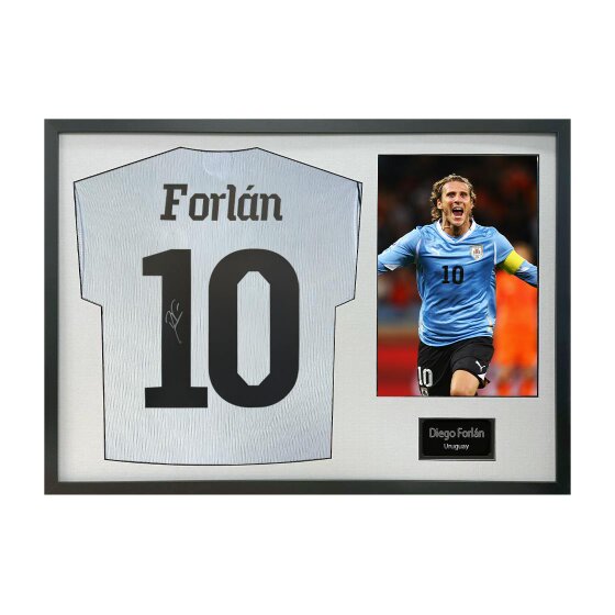 Diego Forlan Signed Uruguay Shirt Classic Frame