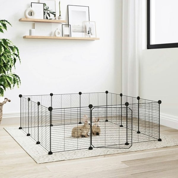 Berkfield 12-Panel Pet Cage with Door Black 35x35 cm Steel