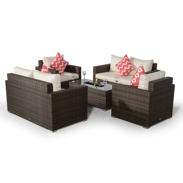 Giardino Sydney 6 Seater Rattan Sofa Set with Drinks Cooler Coffee Table
