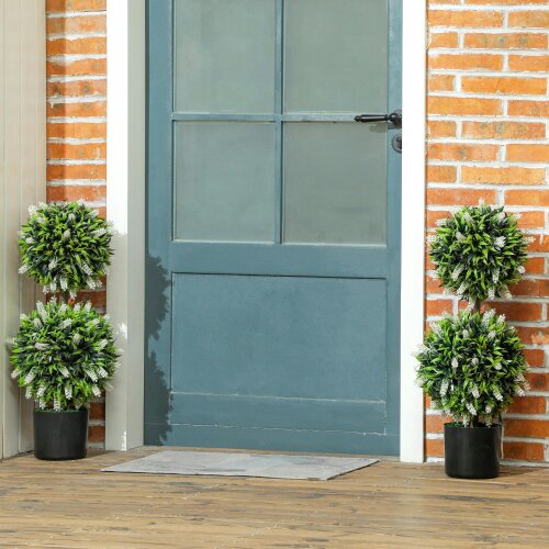 Wyld Haus Kelola Set Of 2 Artificial Lavender Flower Ball Trees In Pots H8 70cm White