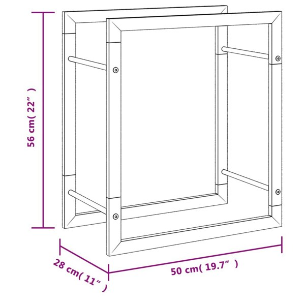 Berkfield Firewood Rack 50x28x56 cm Stainless Steel