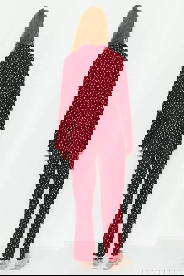 WOVCOR 2-Piece Heart Print Viscose Woven Pajama Set with Tie Detail