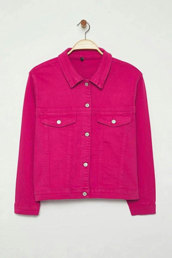 WOVCOR Stretch Crop Plus Size Denim Jacket