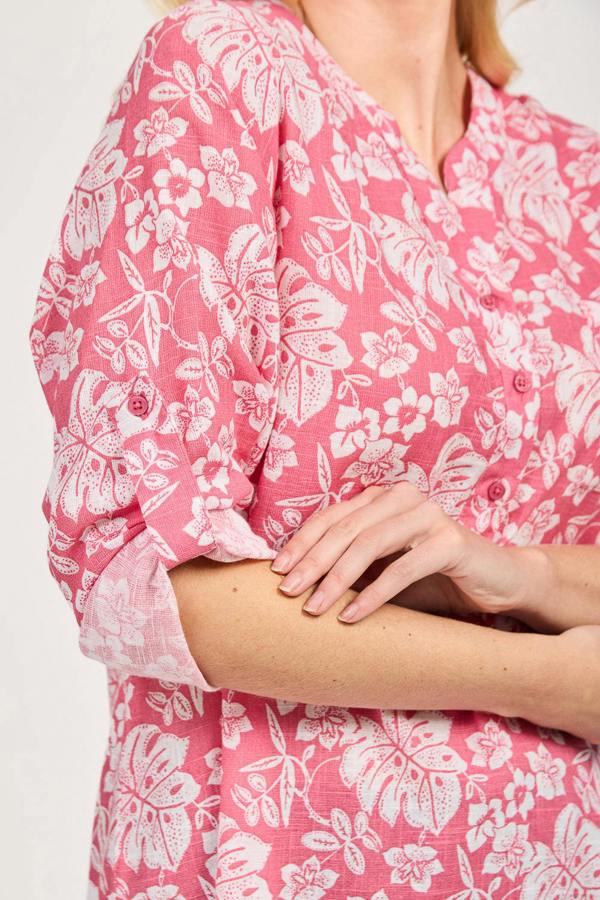 Mudflower Leaf Print Cotton Shirt
