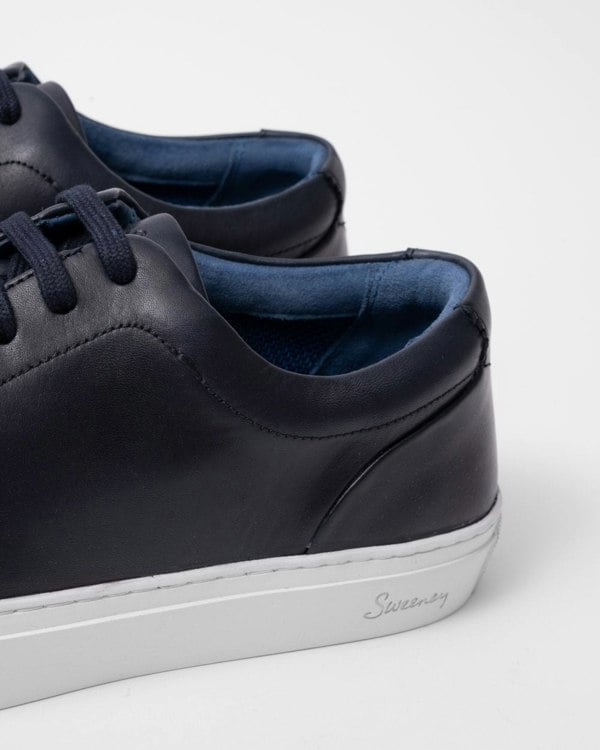 Oliver Sweeney Hayle Antiqued Calf Leather Mens Trainers - Navy