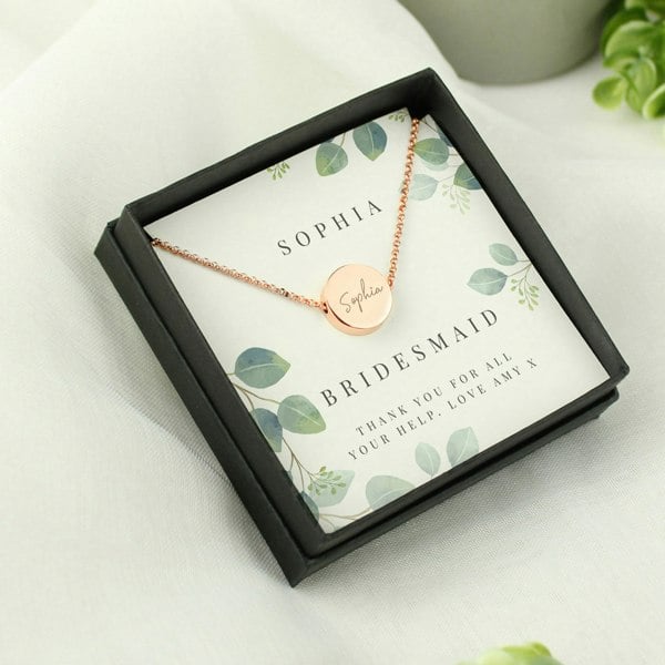 Personalised Memento Company Personalised Botanical Sentiment Rose Gold Tone Necklace and Box