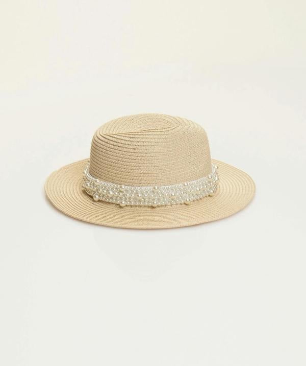 Pia Rossini Verity - Pearl Trim Straw Fedora