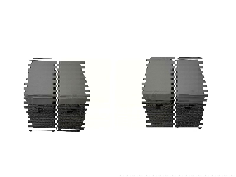 Fimous 9 Seater Garden Outdoor Rattan Furniture Set Patio Corner Sofa Rectangular Coffee Table with Side Table 3 Stool Dark Grey