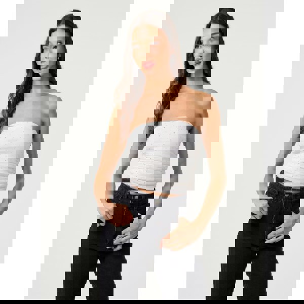 Pink Vanilla Diamante Bandeau Top - Ivory