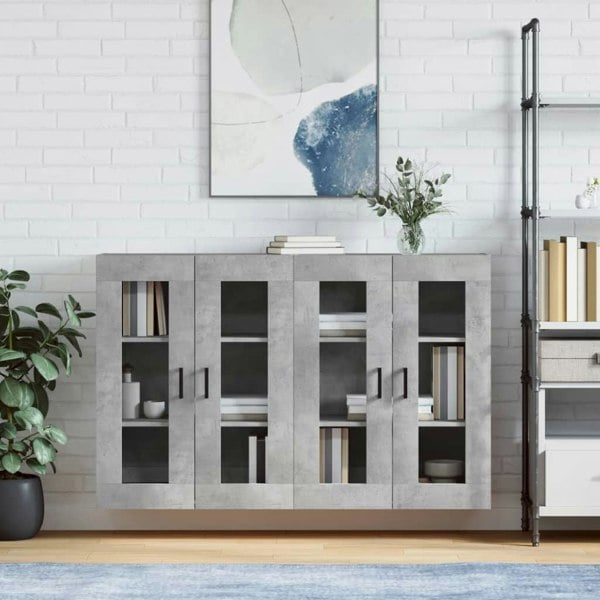 Berkfield Wall Mounted Cabinets 2 pcs Concrete Grey Engineered Wood