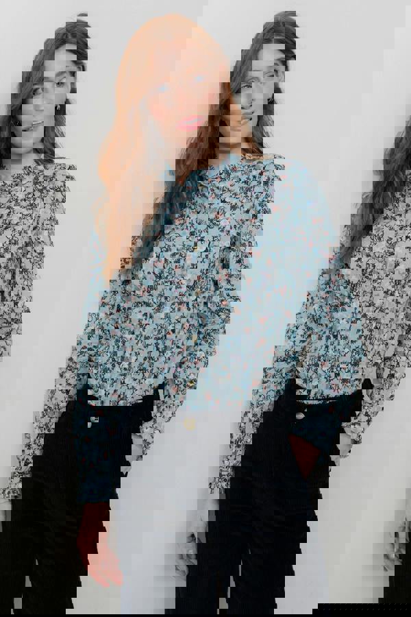 Lily & Me Rachel Organic Cotton Frill Blouse Ice Blue