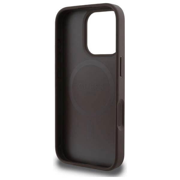 Guess 4G PU Peony Background Case with MagSafe for iPhone 16 Pro Max 6.9" Brown - GUHMP16XP4PWPW